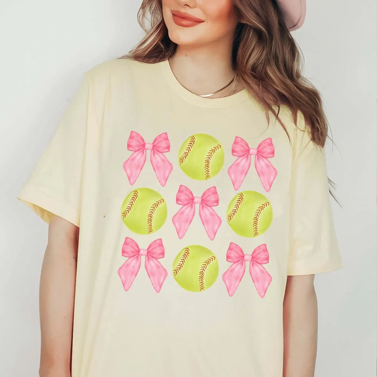 Softballs And Bows Collage Tee