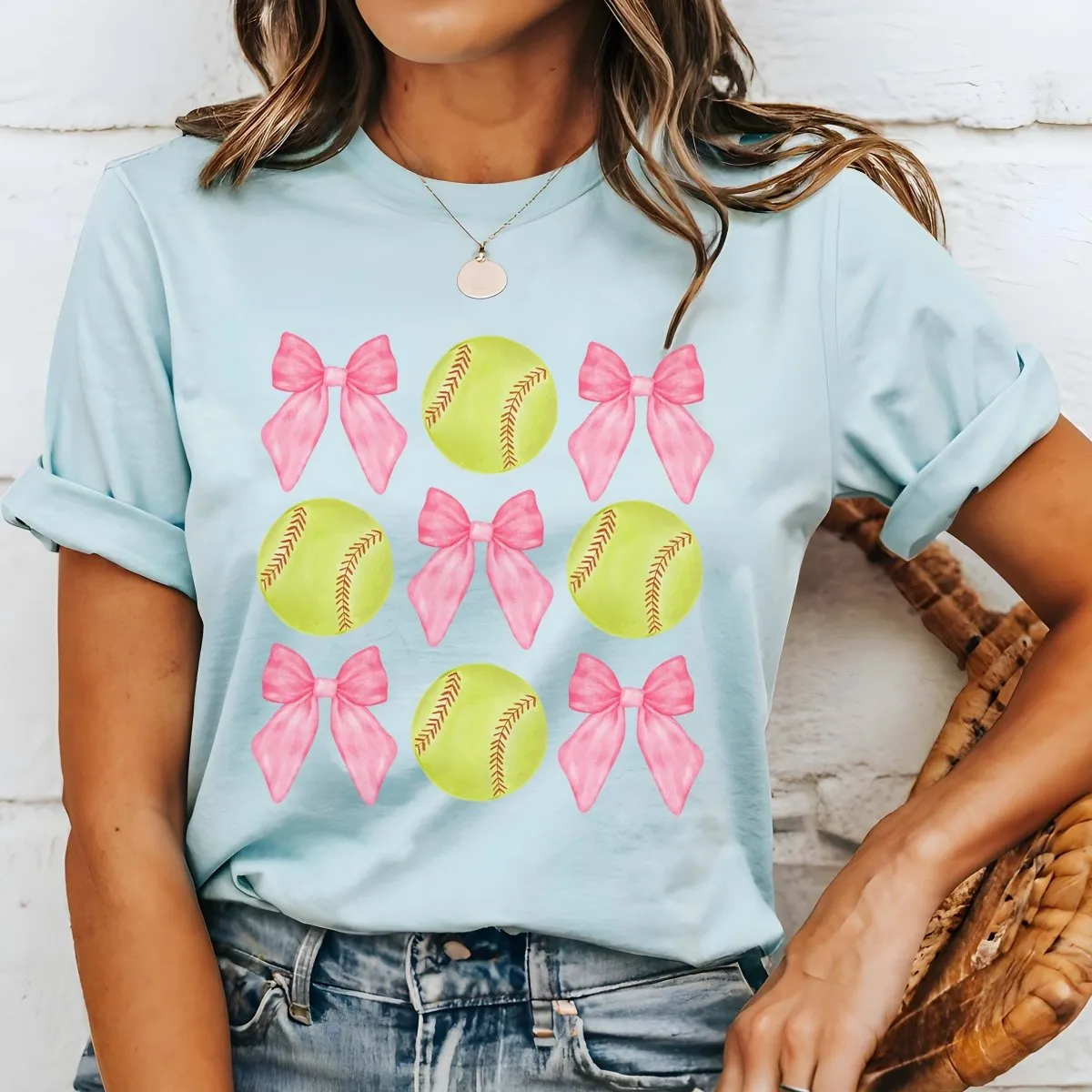 Softballs And Bows Collage Tee