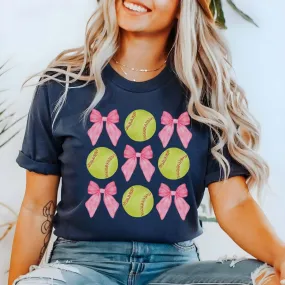 Softballs And Bows Collage Tee
