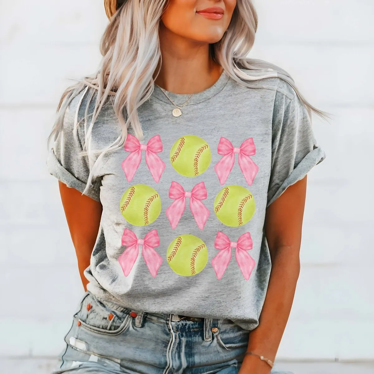 Softballs And Bows Collage Tee