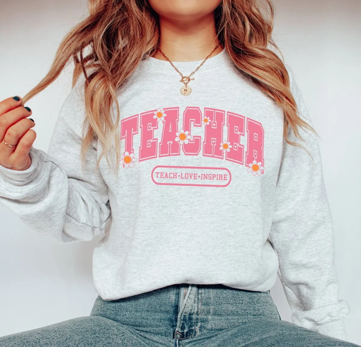 Teacher Floral Wholesale Crew Sweatshirt