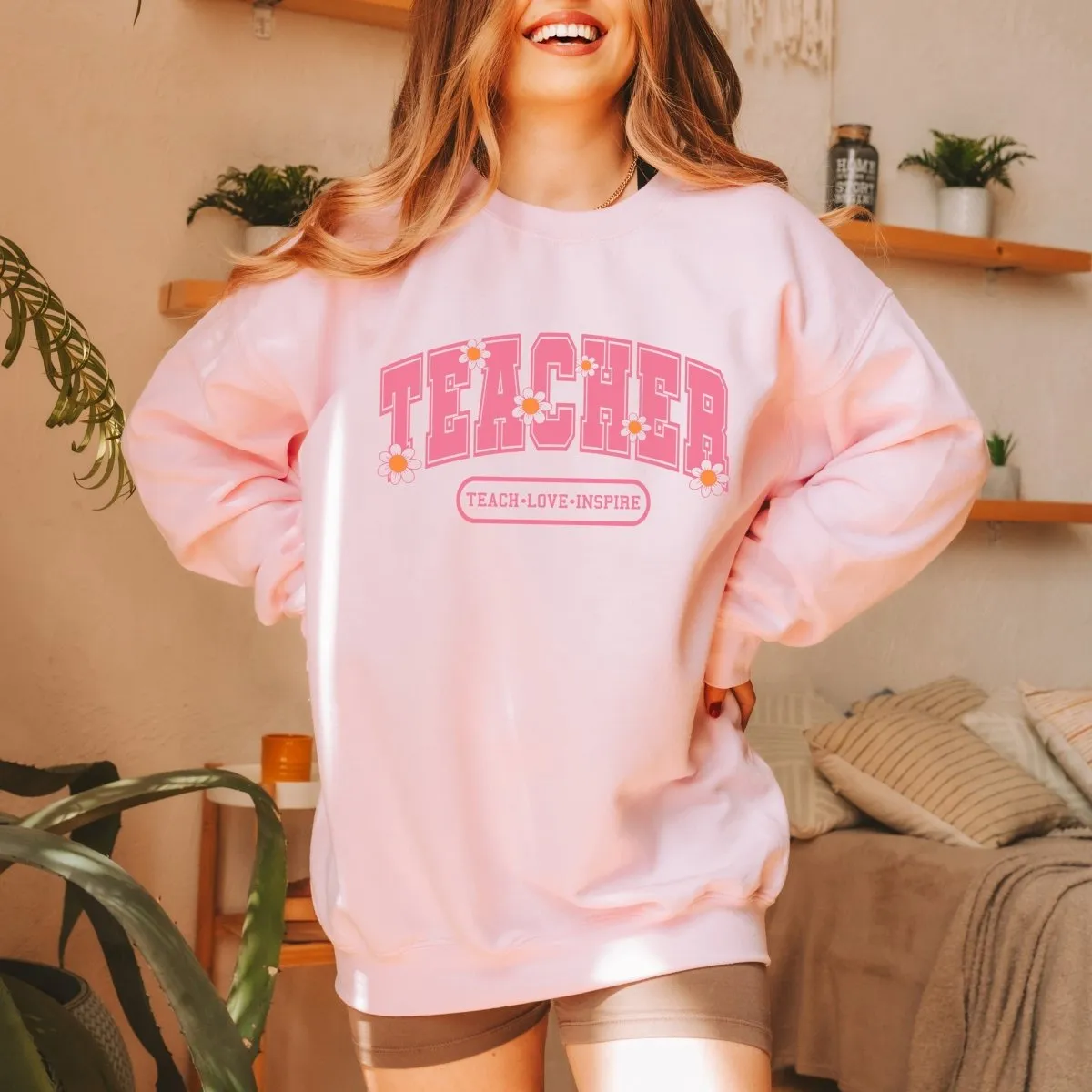 Teacher Floral Wholesale Crew Sweatshirt