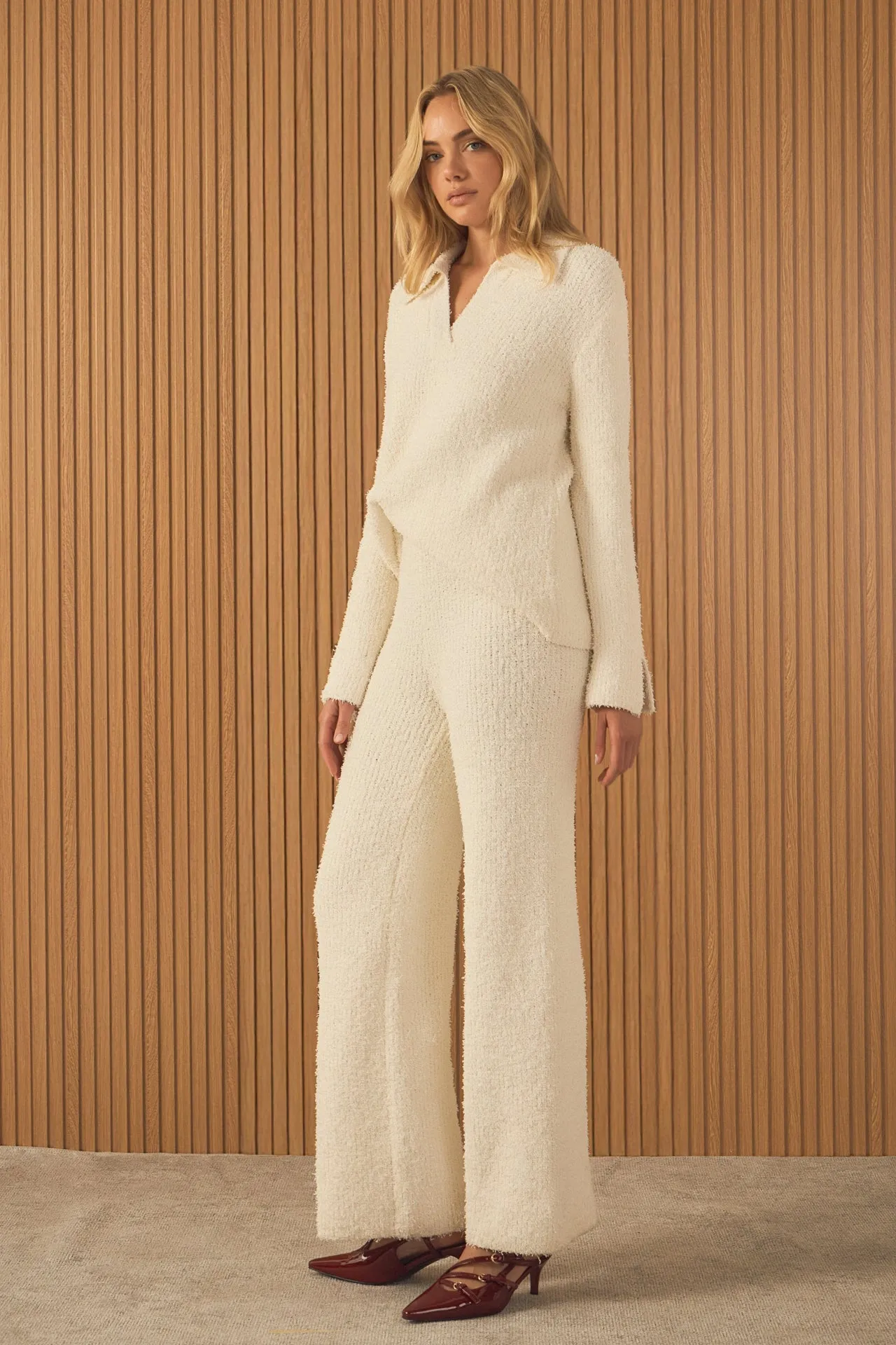 Textured Fuzzy Knit Pants