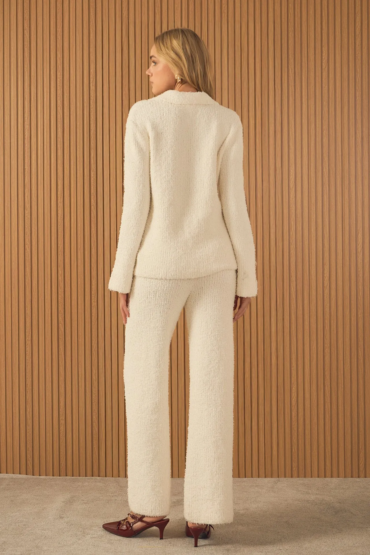 Textured Fuzzy Knit Pants