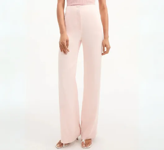 Veronica Beard - Ronin Satin Wide Leg Trouser in Pink Shell
