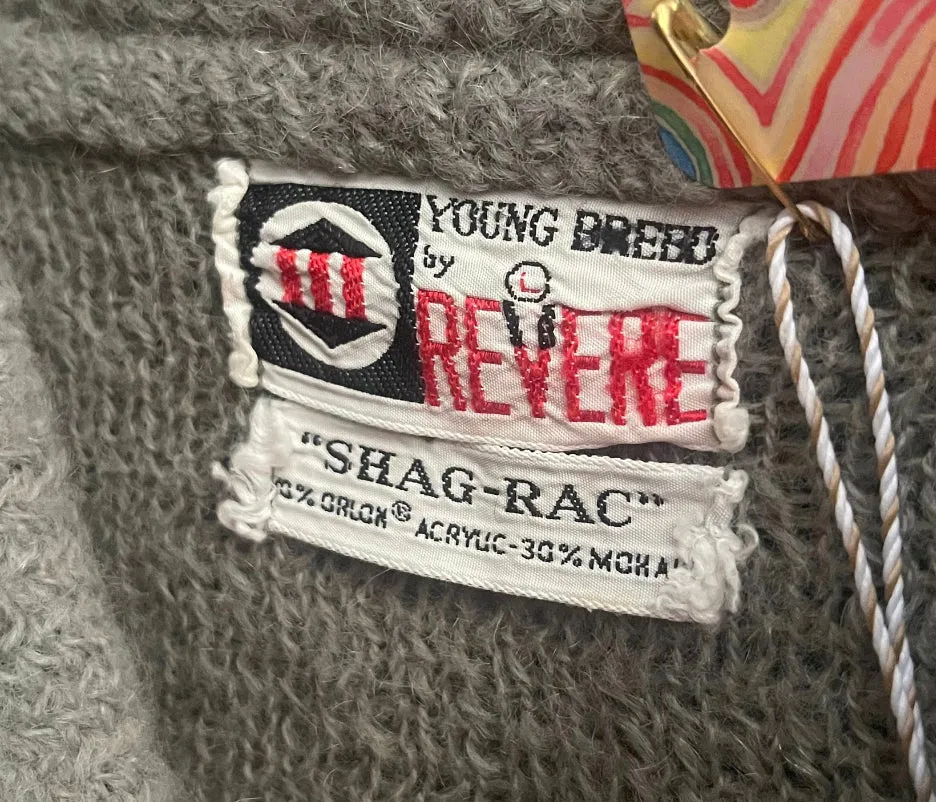 Vintage 1960s Olive Shaggy Sweater, Mohair Blend (L)