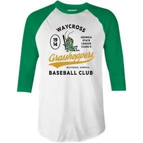 Waycross Grasshoppers - Georgia - Vintage Defunct Baseball Teams - 3/4 Sleeve Raglan T-Shirt