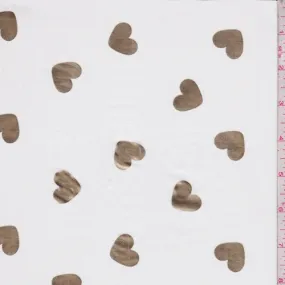 White/Gold Heart Georgette Fabric