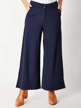 WIDE LEG PONTI PANT - Navy 30013 - sw