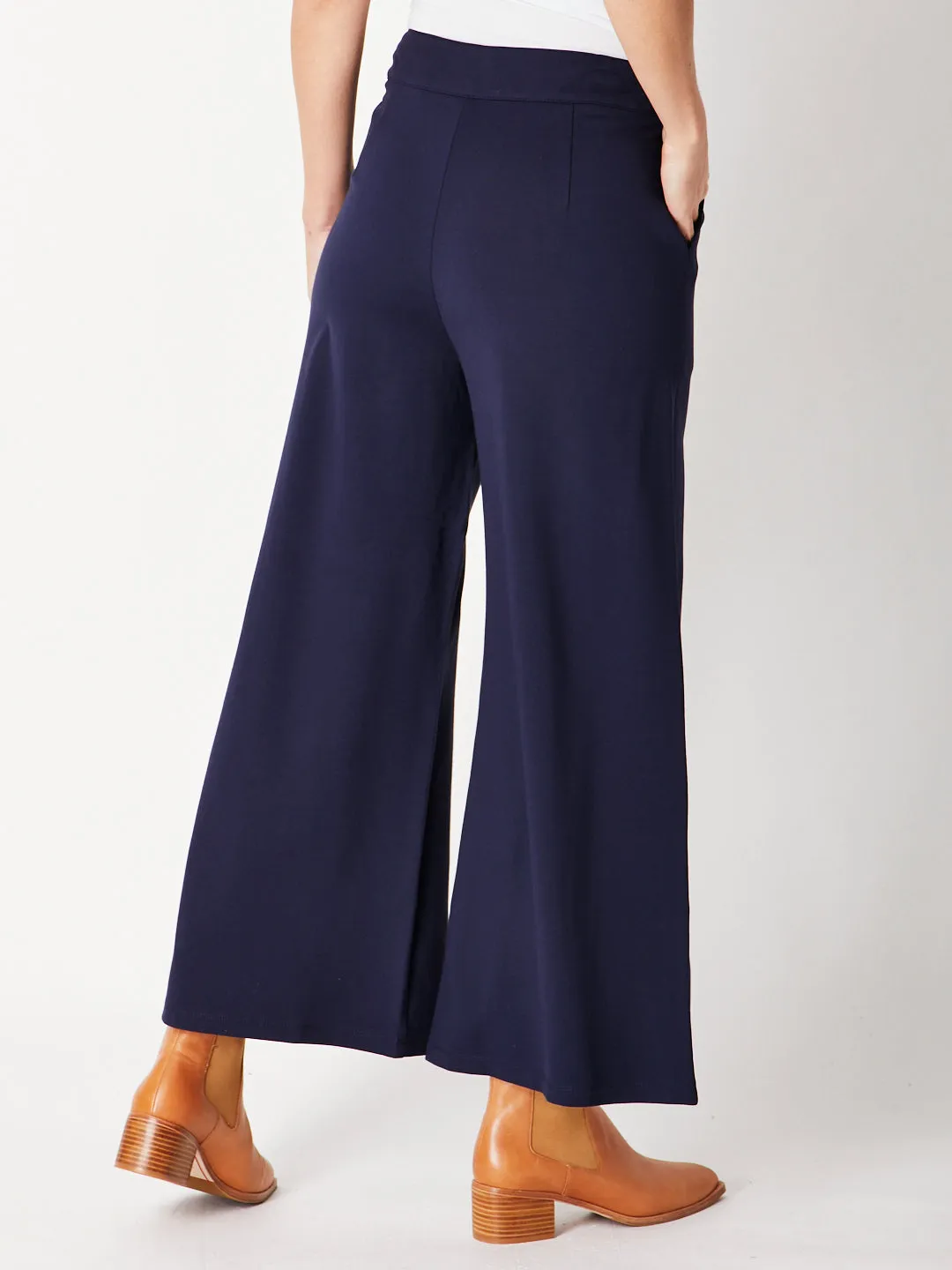WIDE LEG PONTI PANT - Navy 30013 - sw
