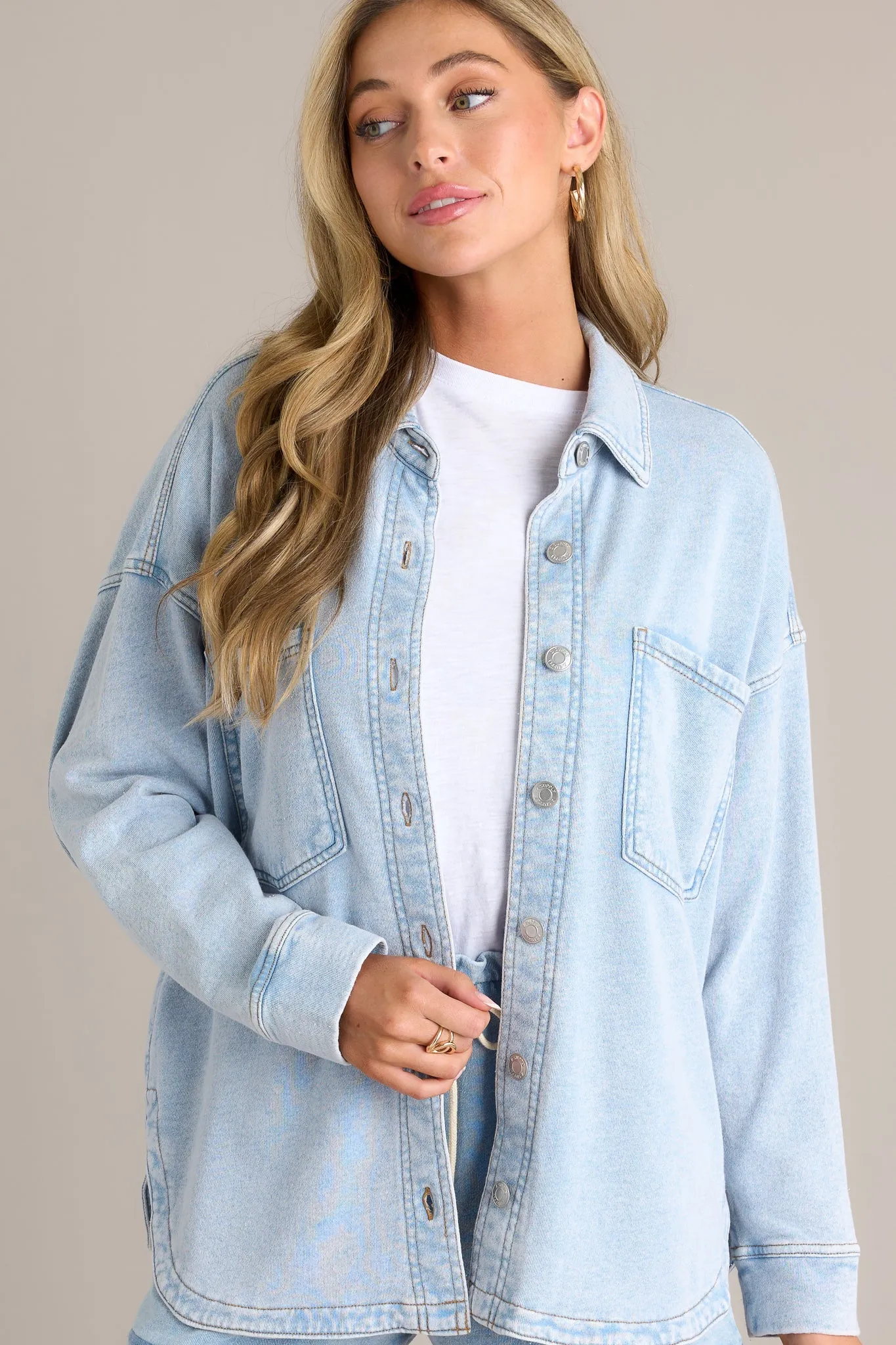 Z Supply All Day Washed Indigo Knit Denim Jacket