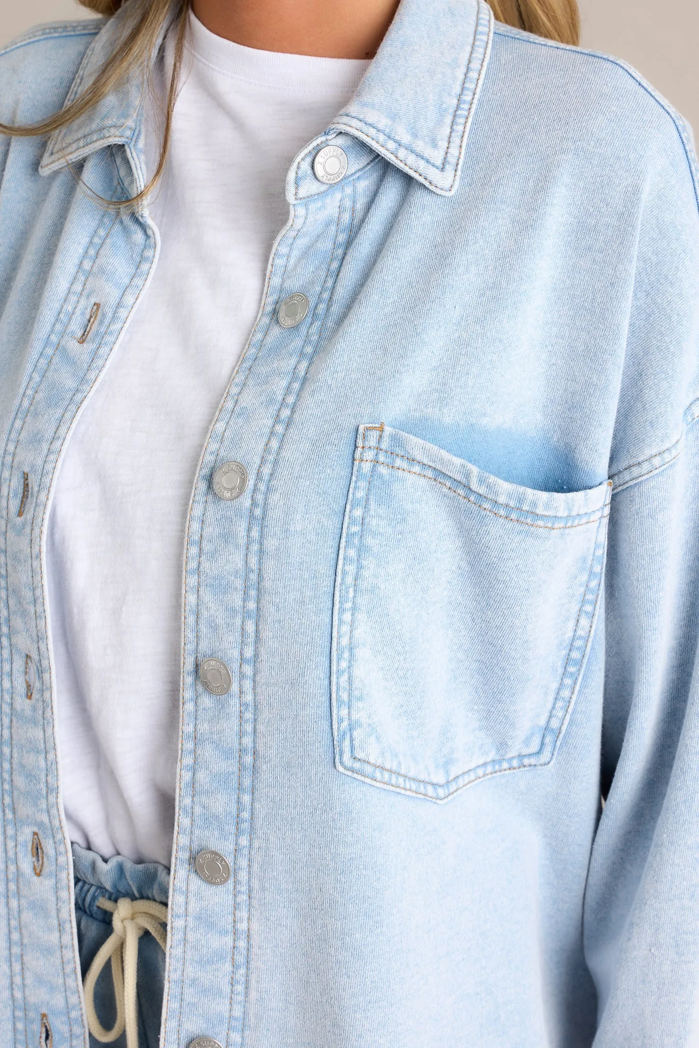 Z Supply All Day Washed Indigo Knit Denim Jacket