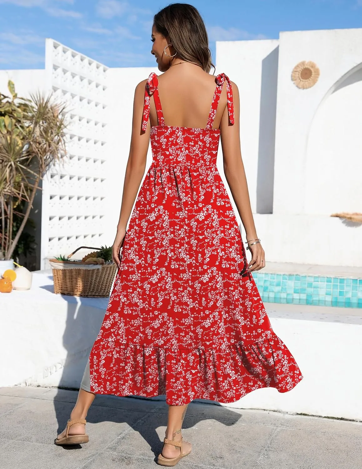 Zeagoo Maxi Dress with Pockets Spaghetti Strap Sundress