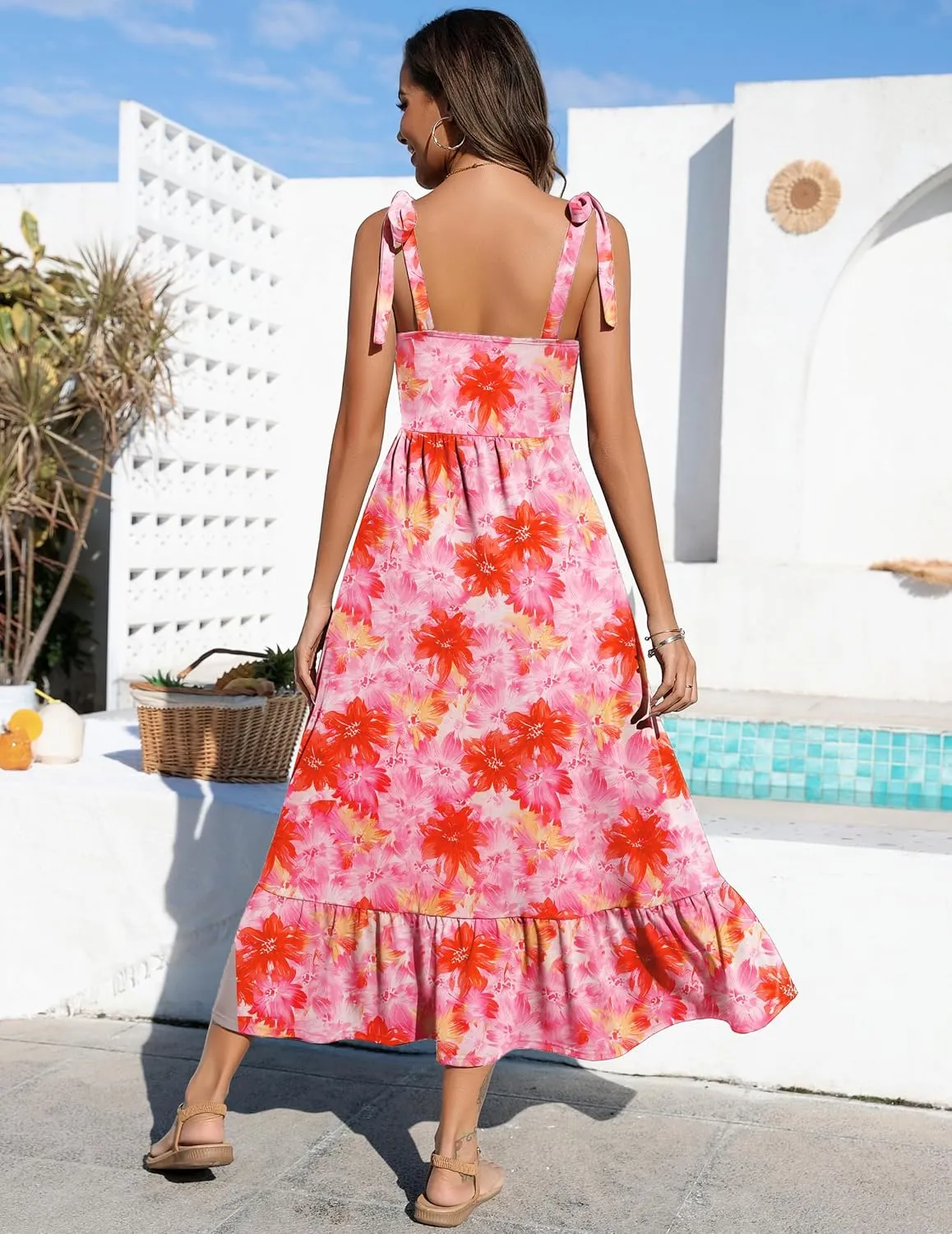 Zeagoo Maxi Dress with Pockets Spaghetti Strap Sundress