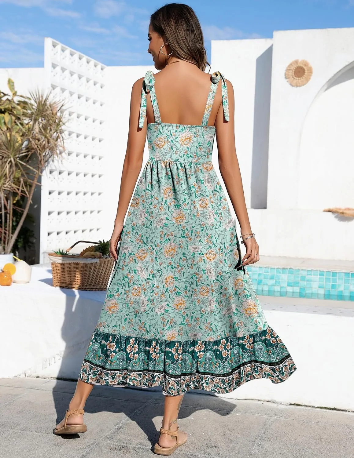 Zeagoo Maxi Dress with Pockets Spaghetti Strap Sundress