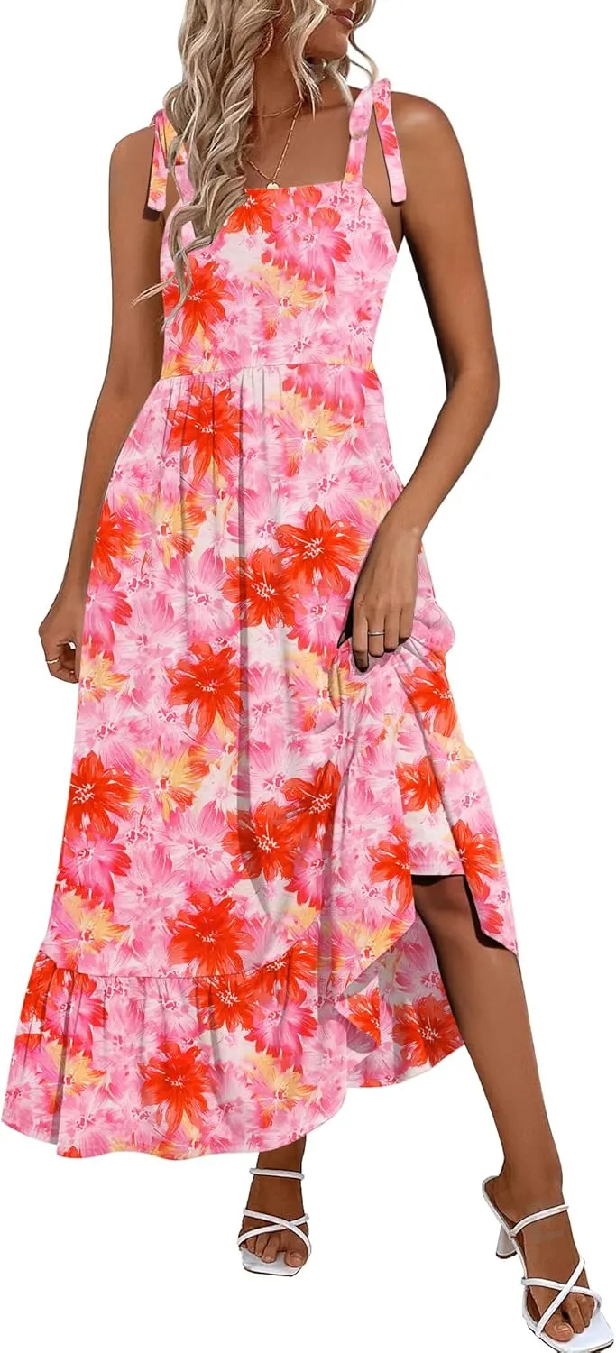 Zeagoo Maxi Dress with Pockets Spaghetti Strap Sundress